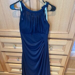 David's Bridal Strapless Navy Dress